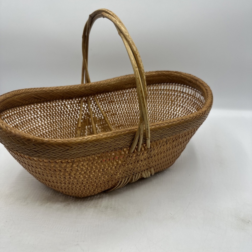 Woven Natural Rattan Handled Basket - Tan - Picture 4 of 8